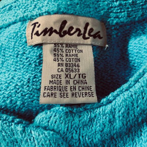 VTG Timberlea Women's XL Teal Cardigan Knitted Hearts Button Hearts Cottagecore - Picture 4 of 10